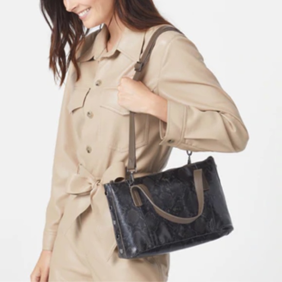 Hammitt Addie Medium Snake-Print Olivine Leather Tote Crossbody Bag - Picture 2 of 13